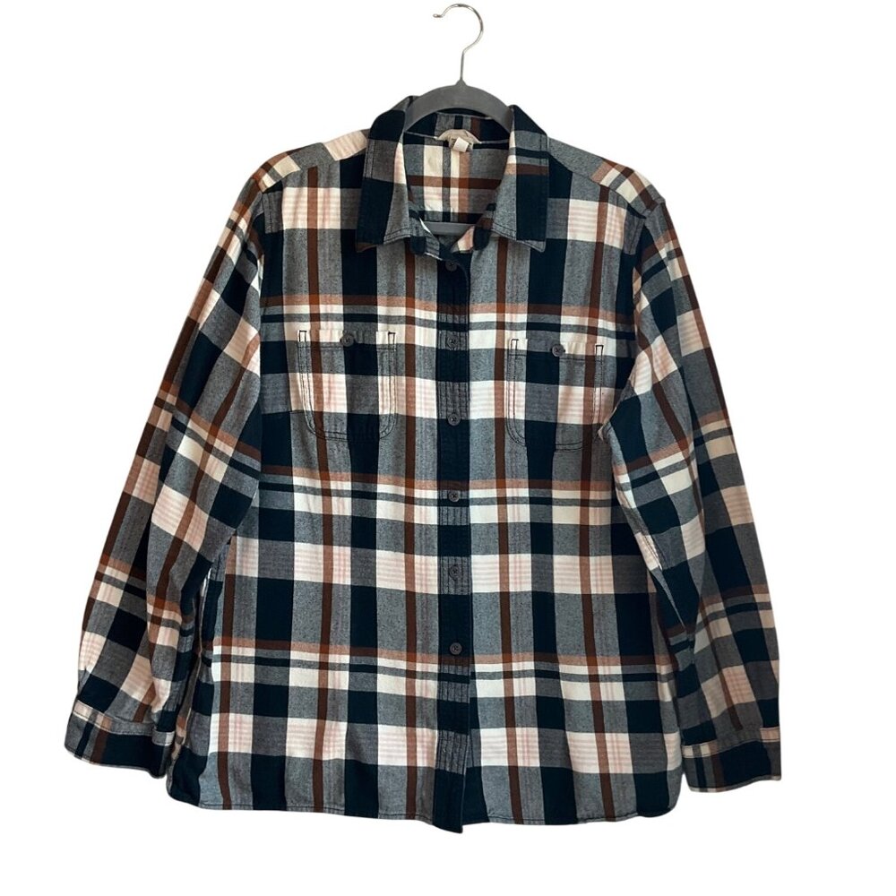 Duluth Trading Womens XXL Flannel Plaid Shirt Tunic Cotton Free Swingin